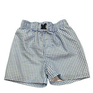 Rugged Butts Toddler Boy's Blue/White Checked Swim Trunks